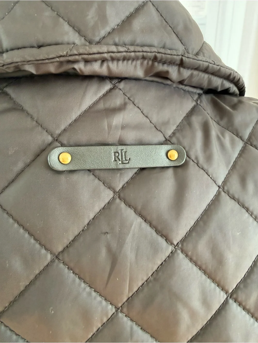 Ralph Lauren Black Quilted Puffer Jacket with Crest Patch
